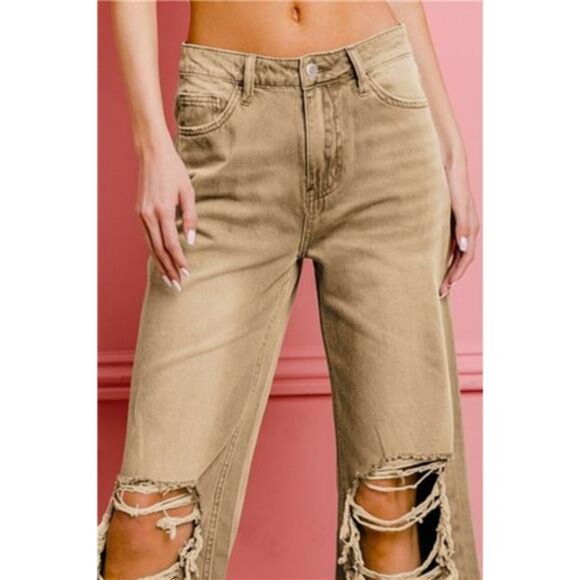 BiBi Distressed Vintage Washed Wide Leg Pants - Picture 2 of 3